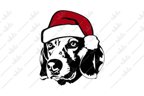 Beagle Santa Hat Christmas Embroidery Design