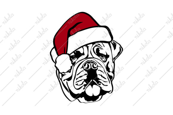 Bulldog Santa Hat Christmas Svg Dog Graphics