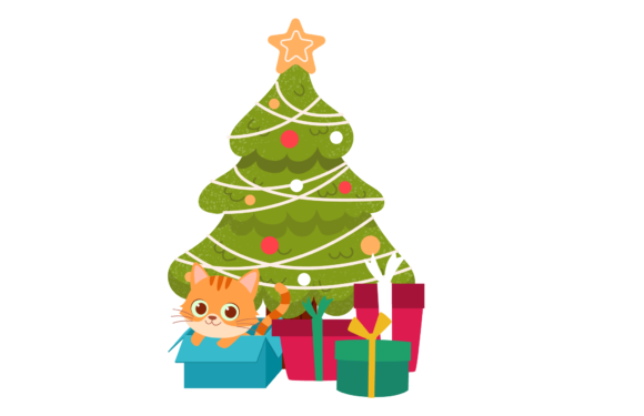 Cat Christmas Illustration Gift: A Festive Graphics Addition