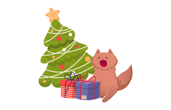 Cat Christmas Illustration Happy: A Festive Embroidery Delight