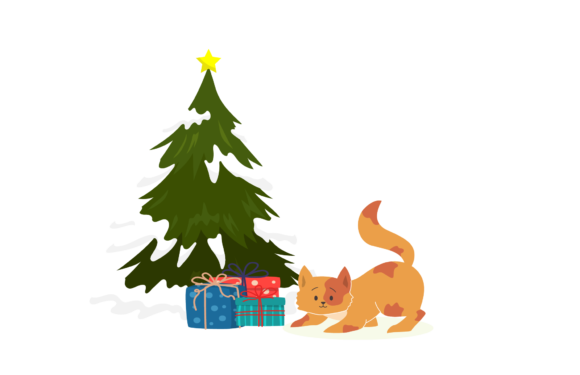 Christmas Cat Illustration: A Festive Graphics Must-Have