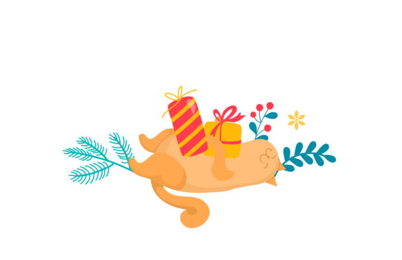 Christmas Decoration Cat Sleep: A Festive Graphic for Crafters