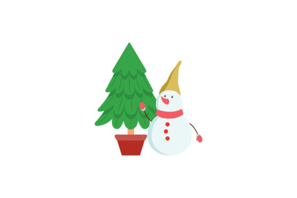 Christmas Illustration Snowman and Tree: A Festive Embroidery Design