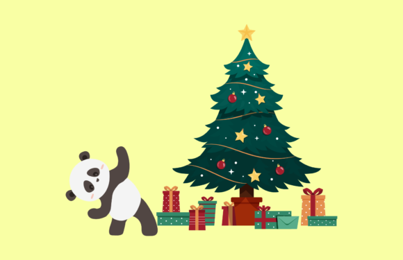 Christmas Panda Illustration: A Festive Graphics Asset
