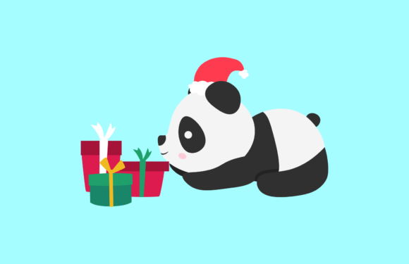 Christmas Panda Illustration Vector: A Festive Graphics Asset