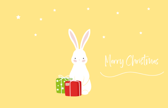 Christmas Rabbit Decoration Illustration: A Charming Graphics Asset