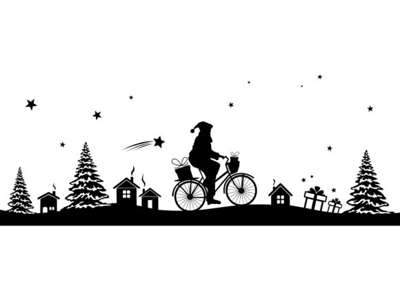 Christmas Silhouette Bicycle: A Festive Graphic for Local Brands