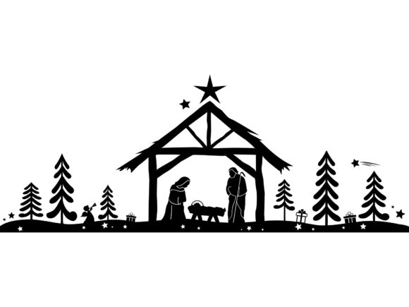 Christmas Silhouette Nativity: A Festive Embroidery Design