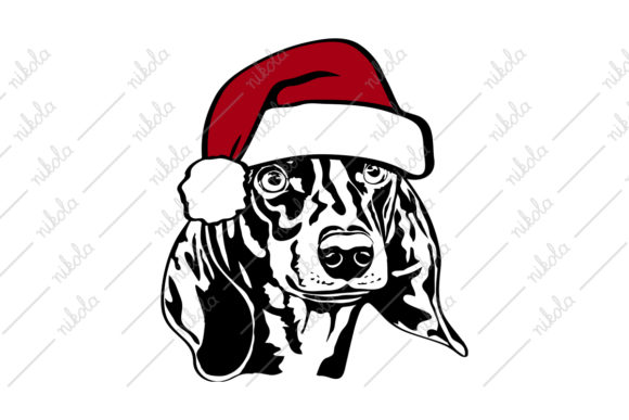Cute Dachshund Santa Hat Christmas Svg Dog Graphics