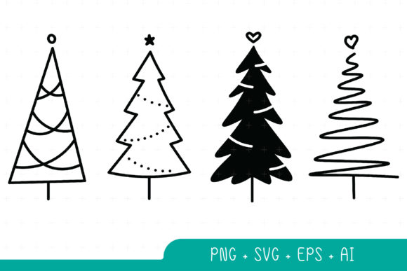 Cute Hand-drawn Christmas Trees: A Perfect Graphic for Local Business Branding