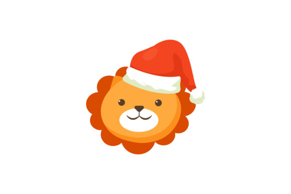 Cute Lion Christmas Illustration for Festive Embroidery