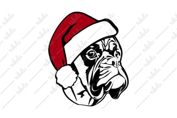 Festive Boxer Santa Hat Christmas Svg Dog Graphics