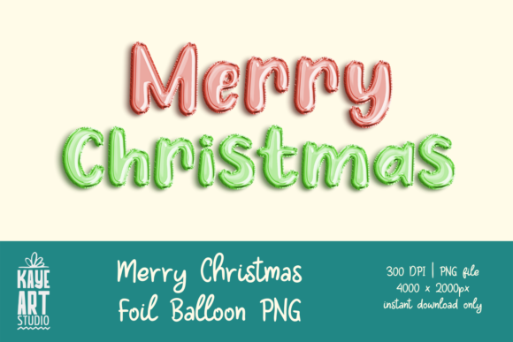 Festive Embroidery: Merry Christmas Foil Balloon PNG