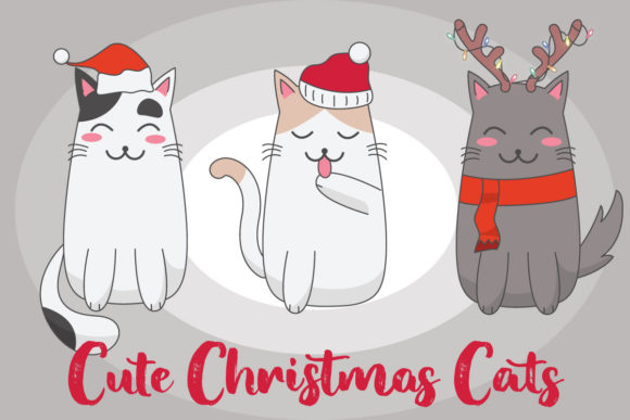 Hand-drawn Cute Christmas Cats: A Versatile Graphics Asset