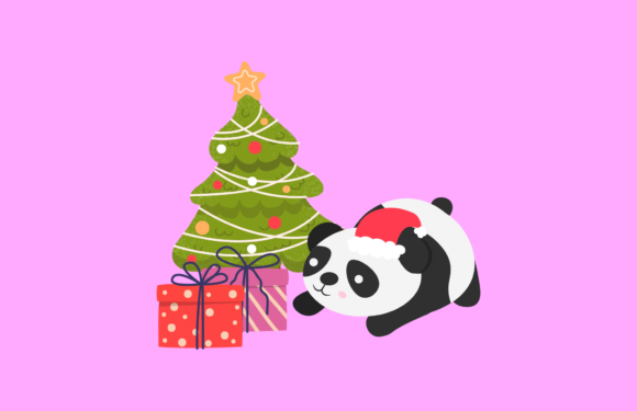 Panda Christmas Vector Illustration for Handmade Graphics