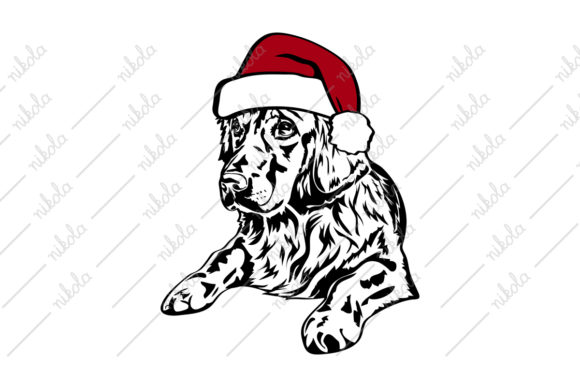 Retriever Santa Hat Christmas Svg Dog Graphics