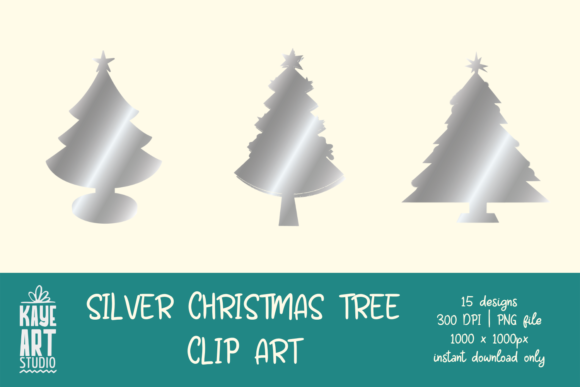 Silver Christmas Tree Clip Art: A Sparkling Addition to Your Graphics and Illustrations