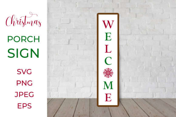 Welcome Christmas Vertical Porch Sign: A Festive Graphics Asset